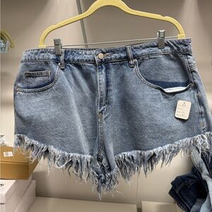 Denim Frayed Hem Women's Shorts
